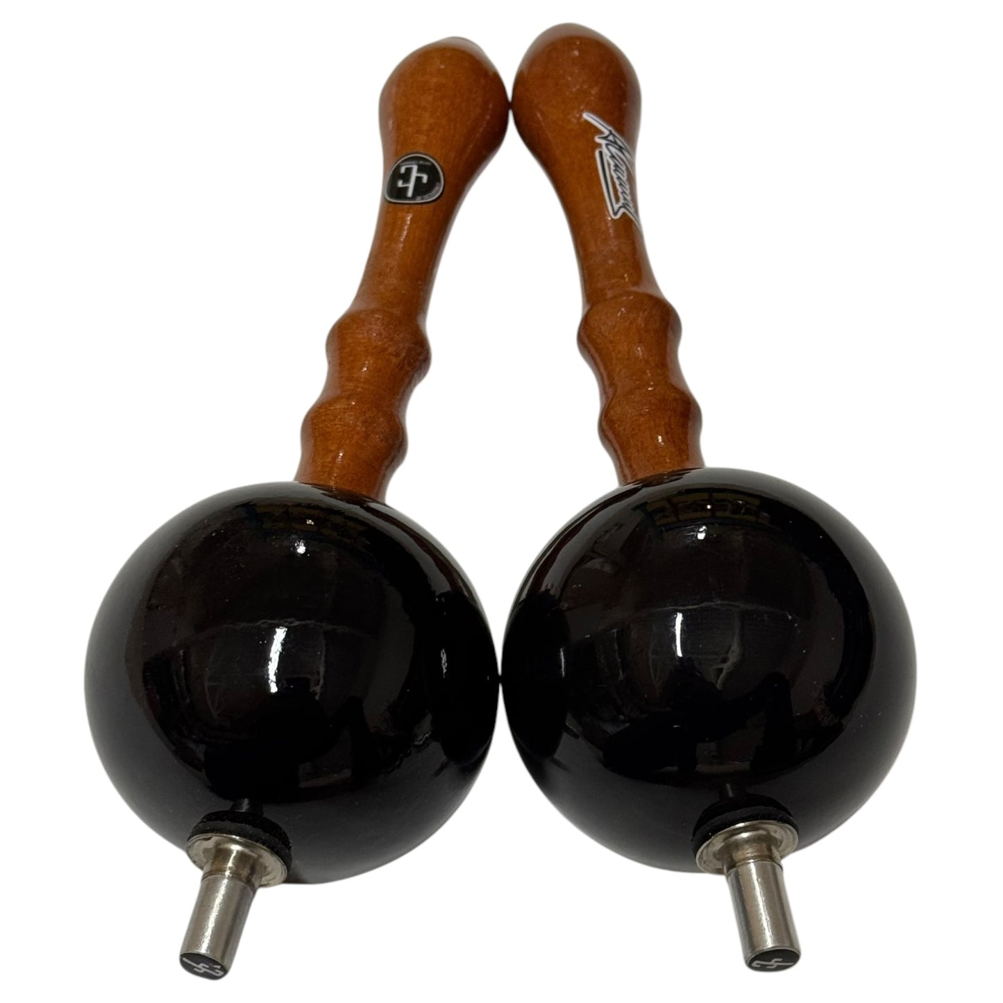 Joropo Maracas - Alirio Jose Torrealba Model - Black on Brown Natural Handles