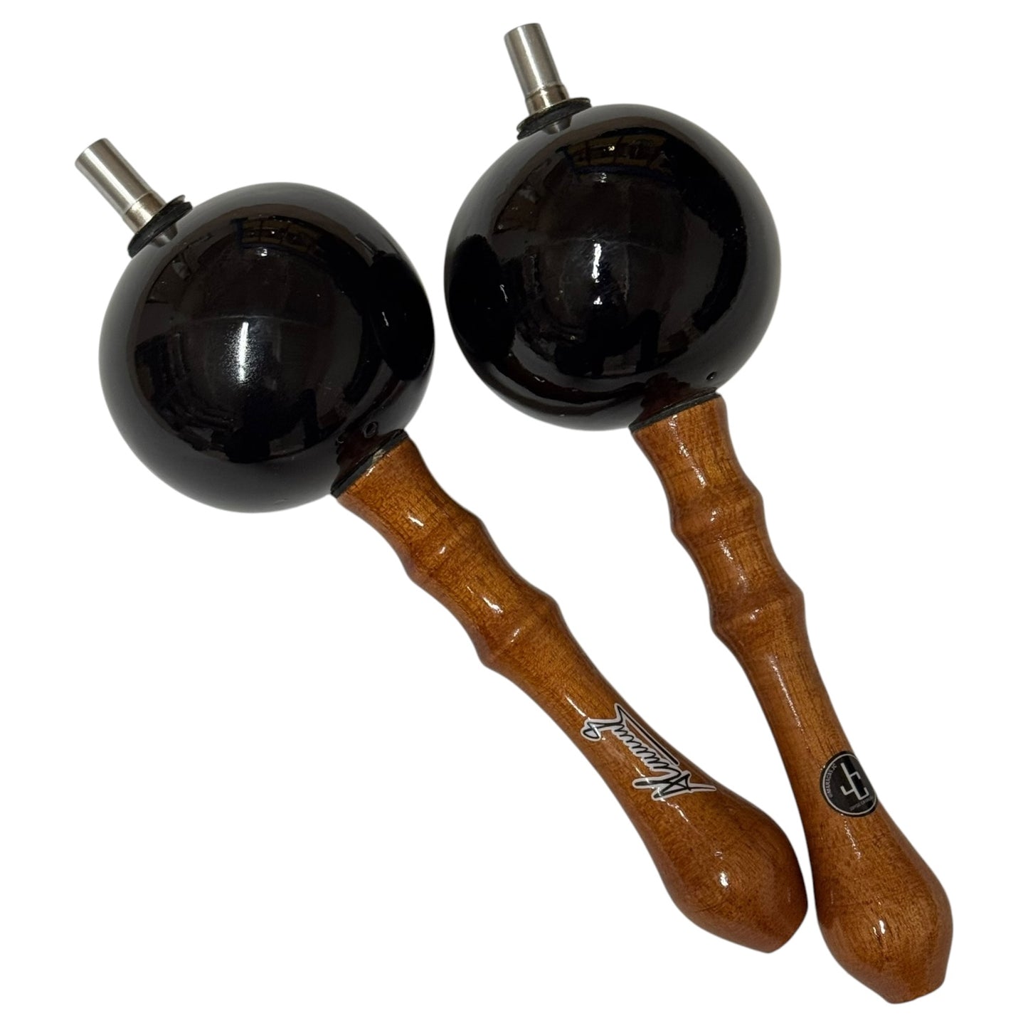 Joropo Maracas - Alirio Jose Torrealba Model - Black on Brown Natural Handles
