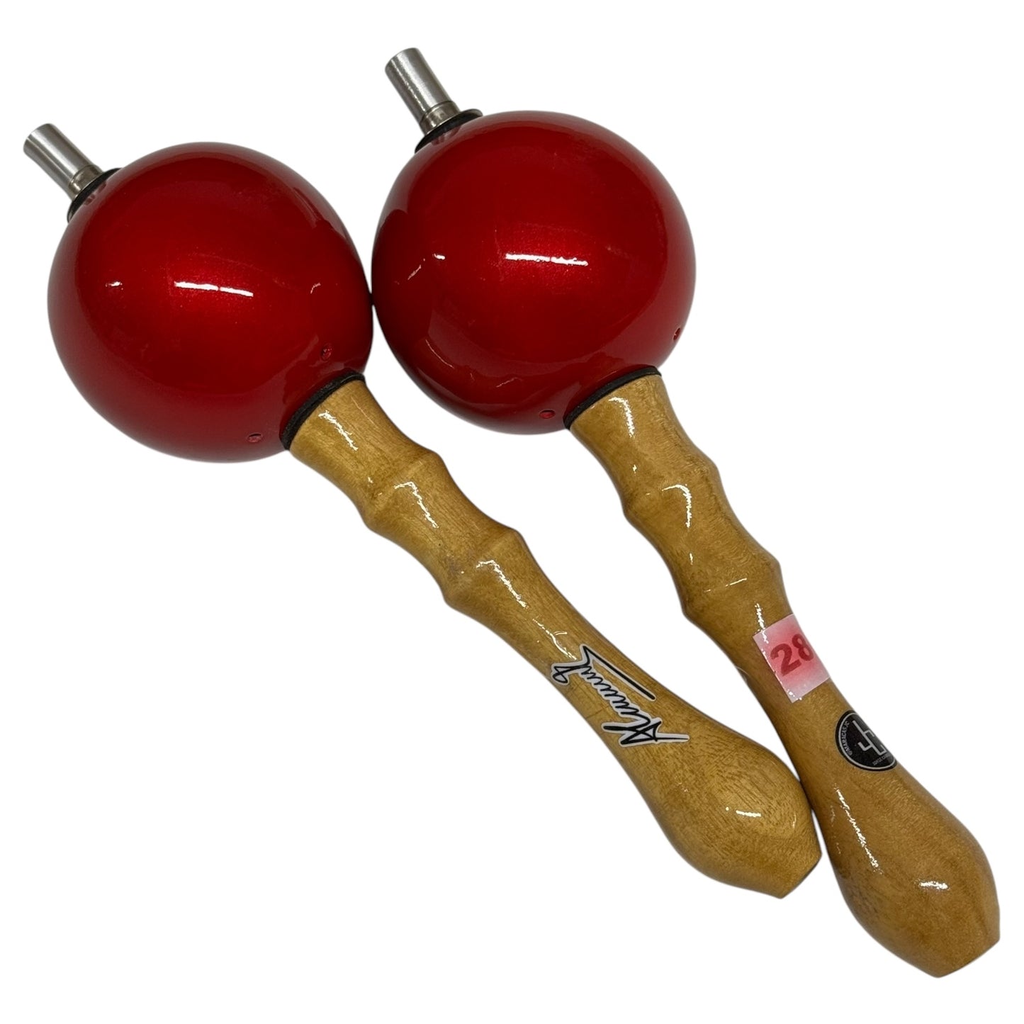 Joropo Maracas - Alirio Jose Torrealba Model - Red on Natural Handles