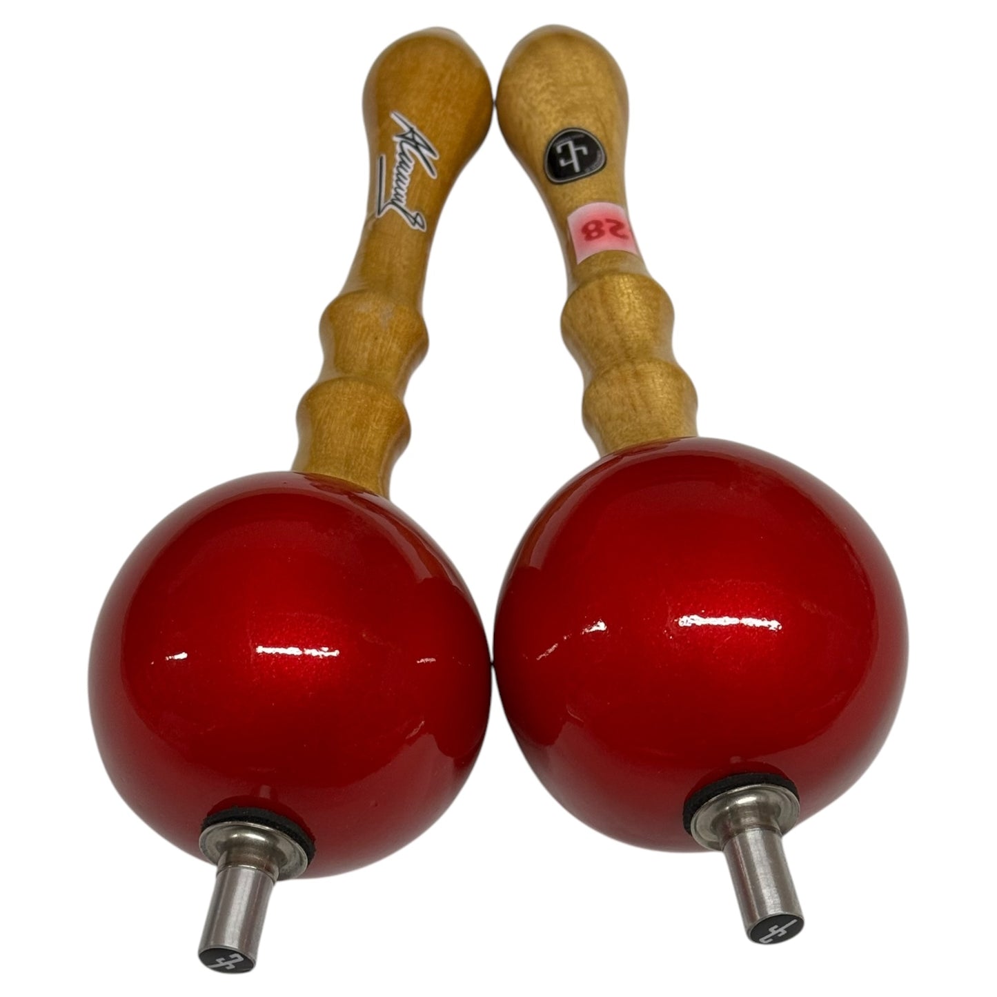 Joropo Maracas - Alirio Jose Torrealba Model - Red on Natural Handles
