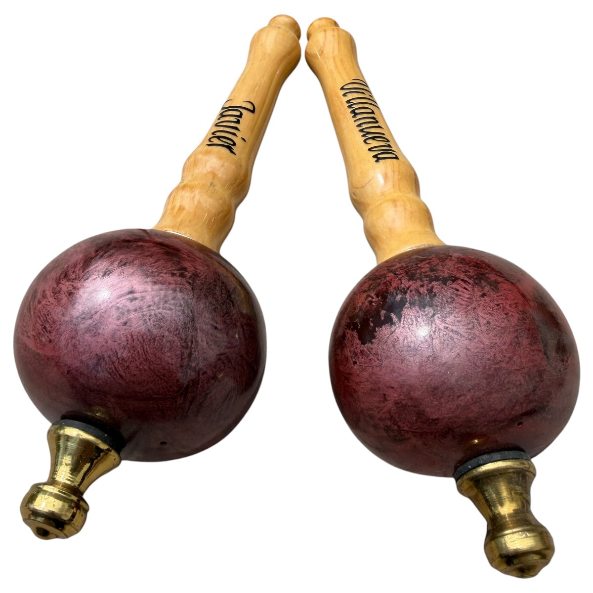 Venezuelan Maracas Joropo – Pink Marble on Natural, Small
