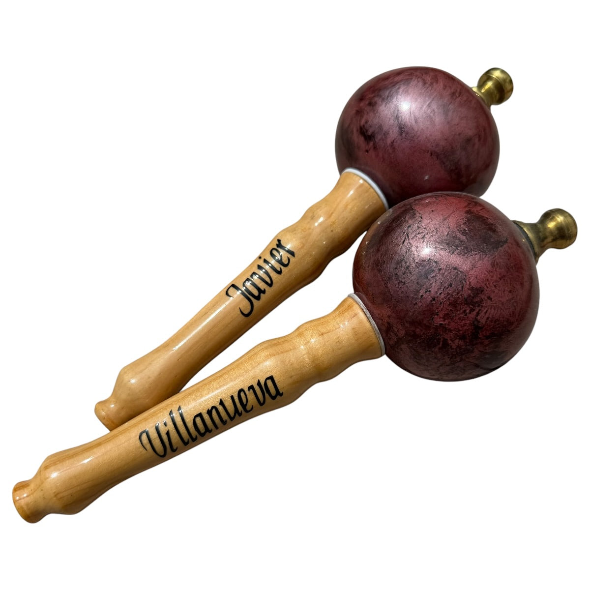 Venezuelan Maracas Joropo – Pink Marble on Natural, Small