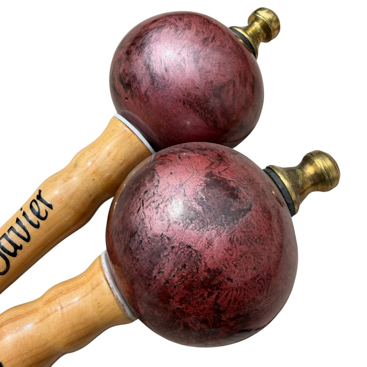 Venezuelan Maracas Joropo – Pink Marble on Natural, Small
